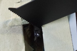 Vágás a Ridgid fűrészével